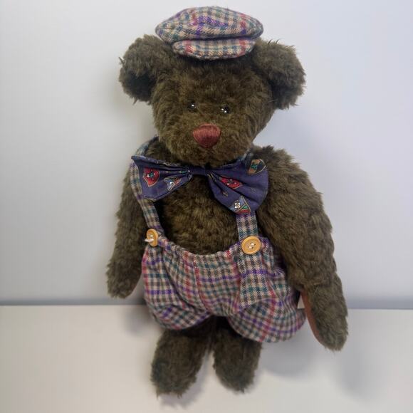 VINTAGE Cottage Collectibles Wooster Plush Toy TEDDY BEAR Ganz overalls TAGGED - Picture 1 of 7